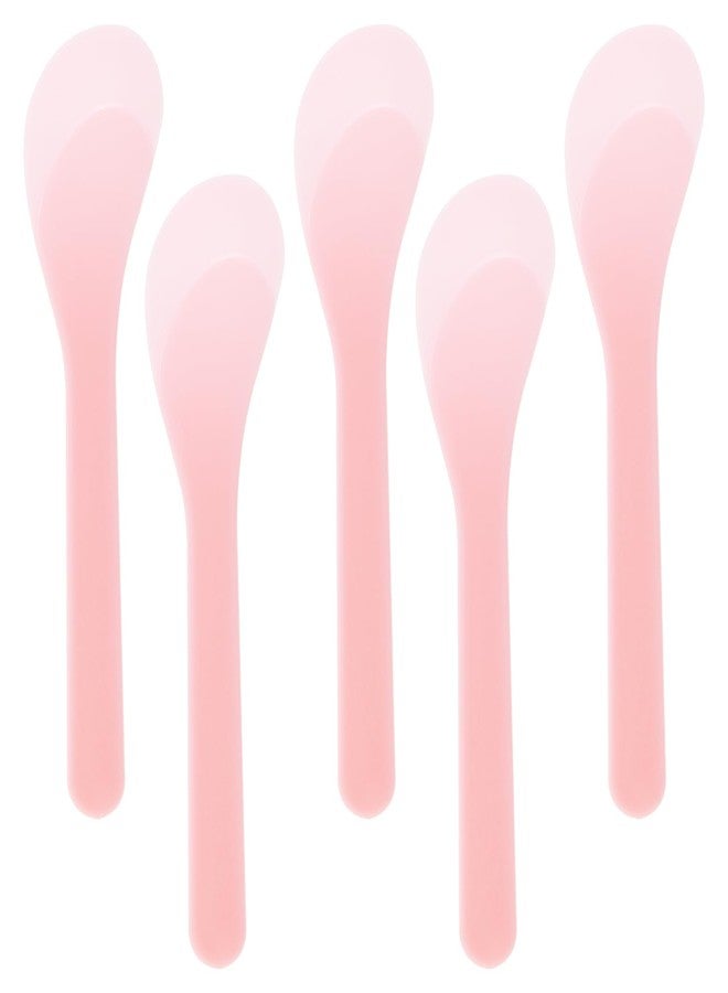 مجموعة ONLYKXY المكونة من 5 قطع من ملاعق التجميل البلاستيكية مقاس 5 بوصات، فرشاة كريم الوجه، مغرفة مكياج، مغرفة طين، ملعقة تجميل قابلة لإعادة الاستخدام، رأس قناع للوشن والمرطبات، للاستخدام المنزلي في الصالونات، لخلط عينات أقنعة الوجه (وردي) - Image 1